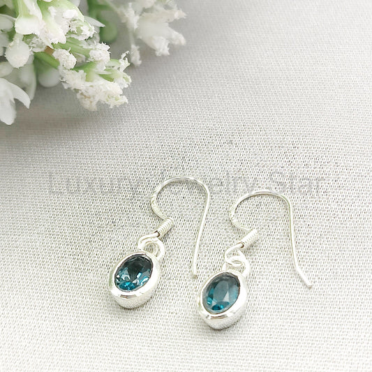 Blue Topaz Earrings | November Birthstone | Sterling Silver - image 2
