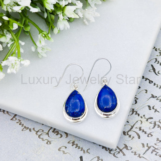Lapis Lazuli Earrings | 15mm Teardrop | September Birthstone | Sterling Silver