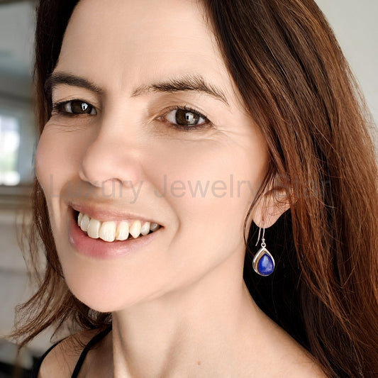 Lapis Lazuli Earrings | 15mm Teardrop | September Birthstone | Sterling Silver - image 2