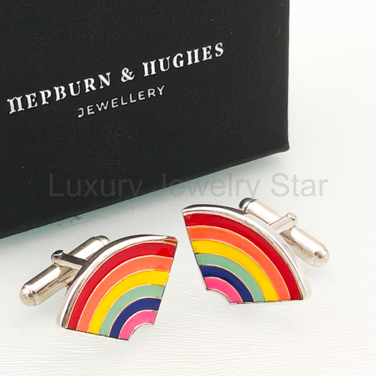 Rainbow Pride Cufflinks in Sterling Silver | LGBTQ+ Wedding & Anniversary Gift - image 3