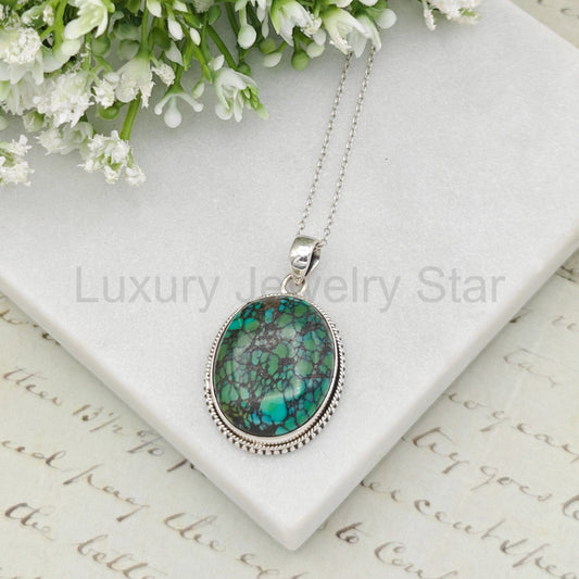 Turquoise Gemstone Pendant | December Gift | Sterling Silver