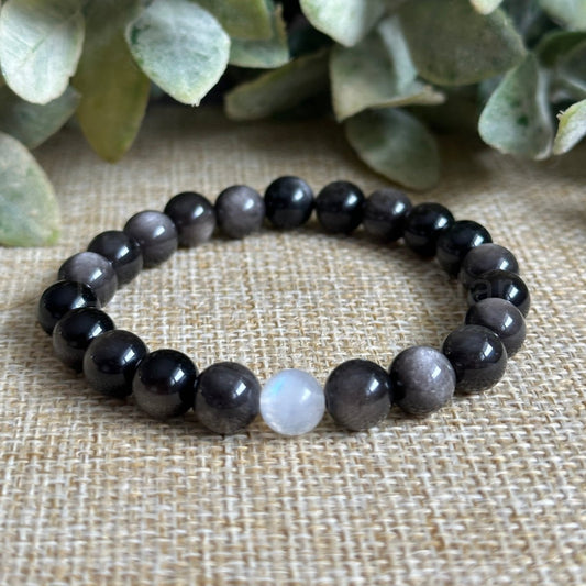 Full Moon: Silver Sheen Obsidian + Moonstone