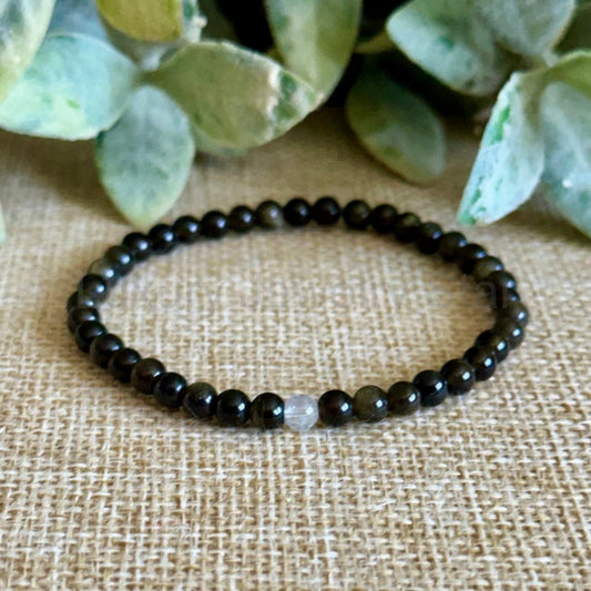 Full Moon: Silver Sheen Obsidian + Moonstone (Tiny) - image 2