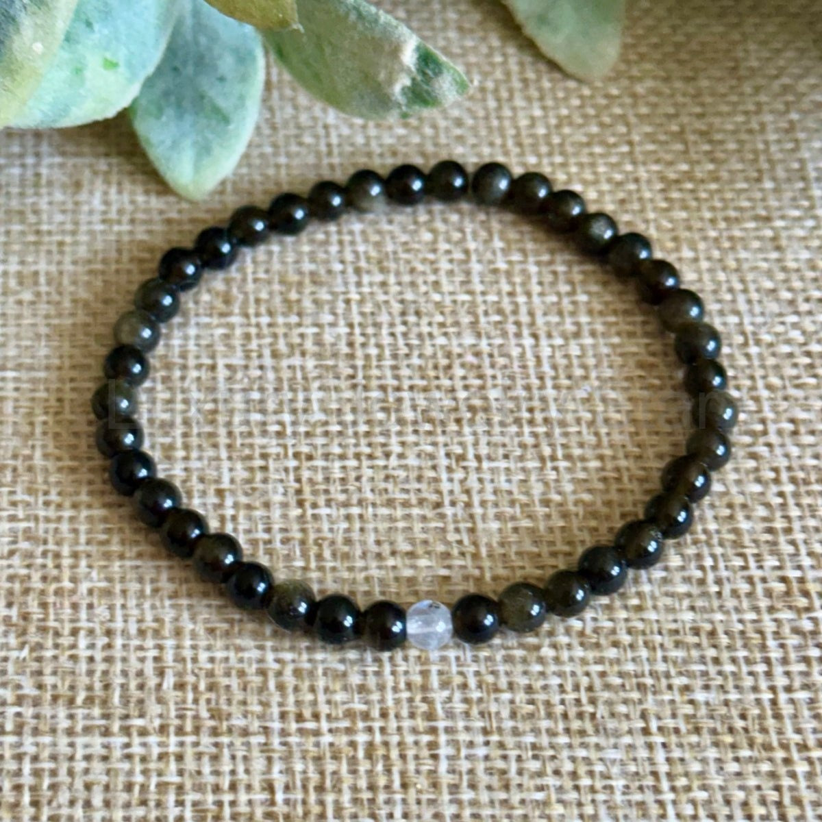 Full Moon: Silver Sheen Obsidian + Moonstone (Tiny) - image 3