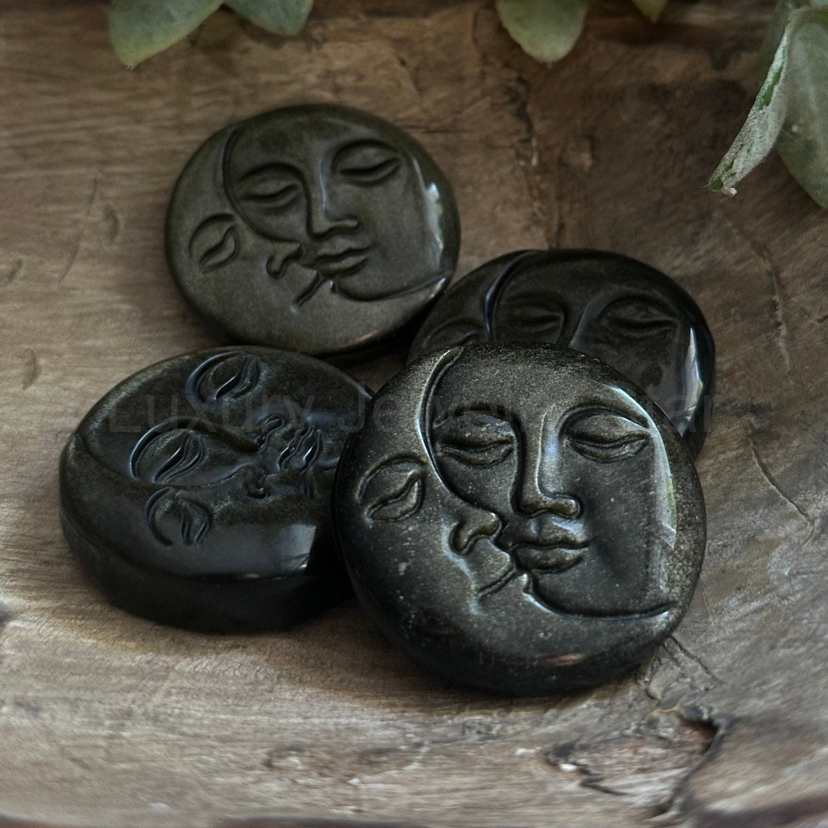 Gold Sheen Obsidian Sun & Moon Palm Stone