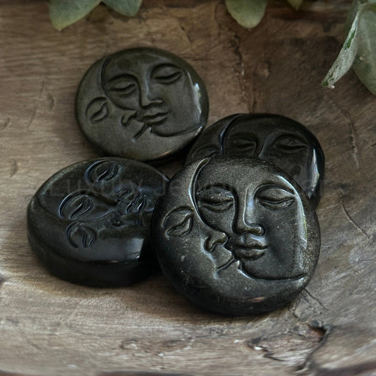 Gold Sheen Obsidian Sun & Moon Palm Stone