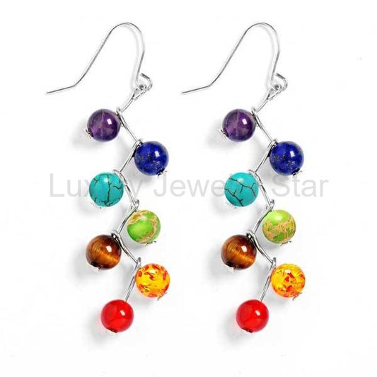 7 Chakra Natural Stone Earrings