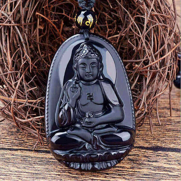 Black Obsidian Buddha Necklace for Protection - image 2