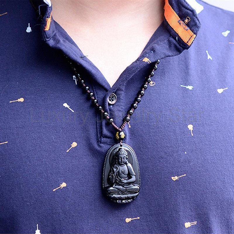 Black Obsidian Buddha Necklace for Protection - image 9