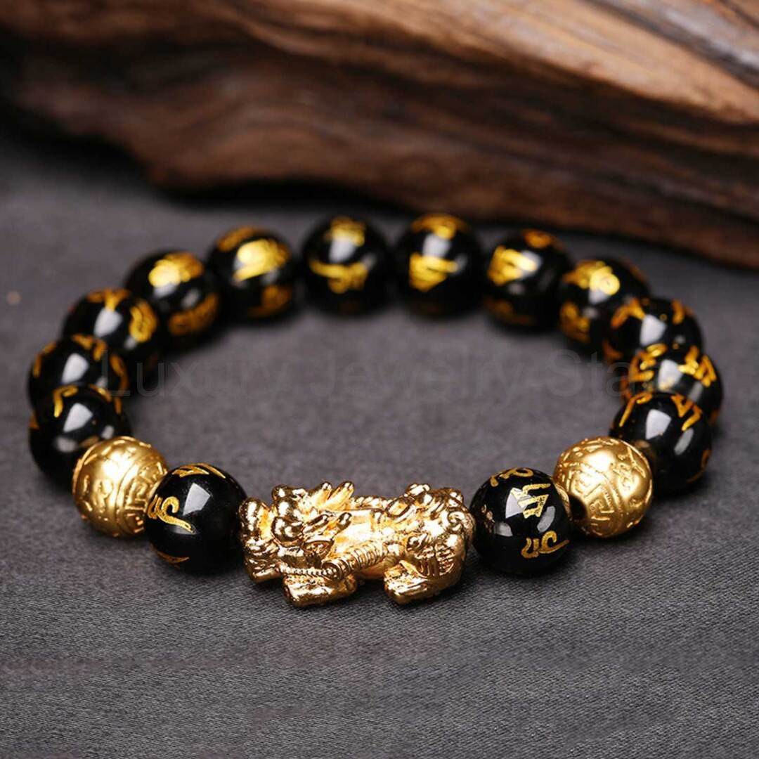 Black Obsidian Pixiu Feng Shui Wealth Bracelet - image 2