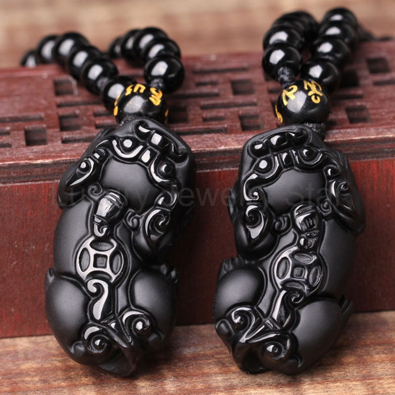 Black Obsidian Pixiu Protection Necklace - image 2