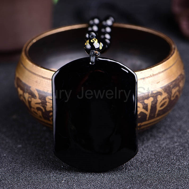 Black Obsidian Wolf Pendant Necklace - image 2