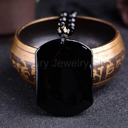 Black Obsidian Wolf Pendant Necklace - image 2