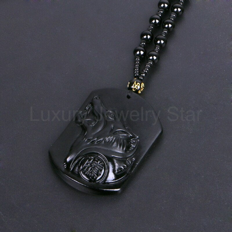 Black Obsidian Wolf Pendant Necklace - image 8