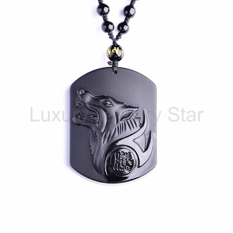 Black Obsidian Wolf Pendant Necklace - image 9