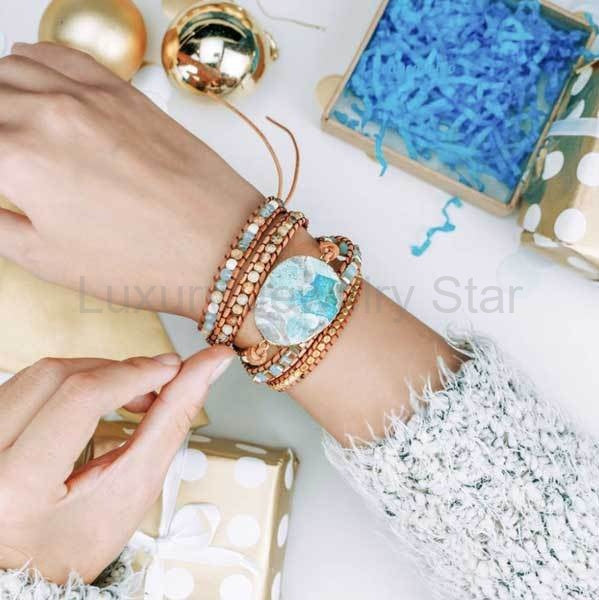 Blue Earth Jasper Stone Bracelet - image 4