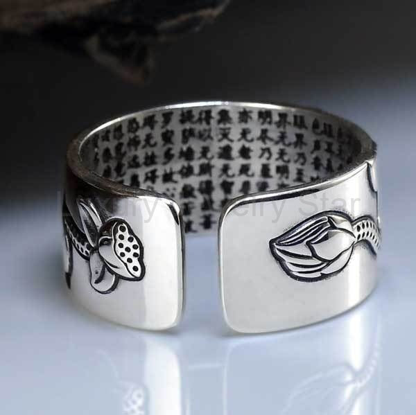 Buddhist Ring with Lotus and Heart Sutra - image 4