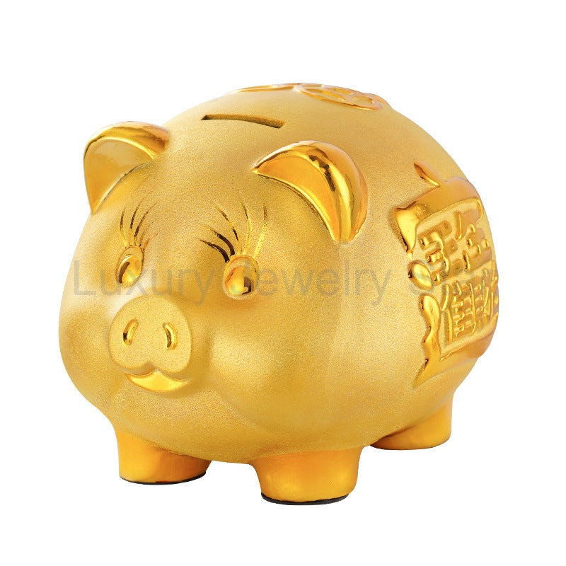 Ceramic Gold Chinese Piggy Bank - image 10