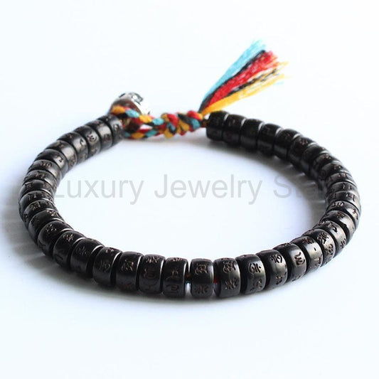 Coconut Shell Beads Om Mani Padme Hum Bracelet