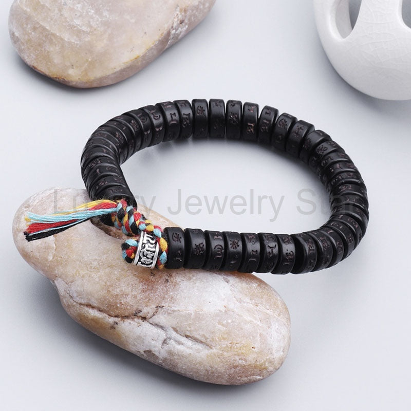 Coconut Shell Beads Om Mani Padme Hum Bracelet - image 8