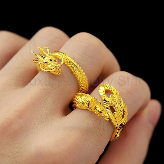 Dragon and Phoenix Couple Ring - image 2