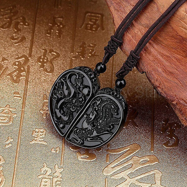 Dragon and Phoenix Obsidian Balancing Necklace - image 3