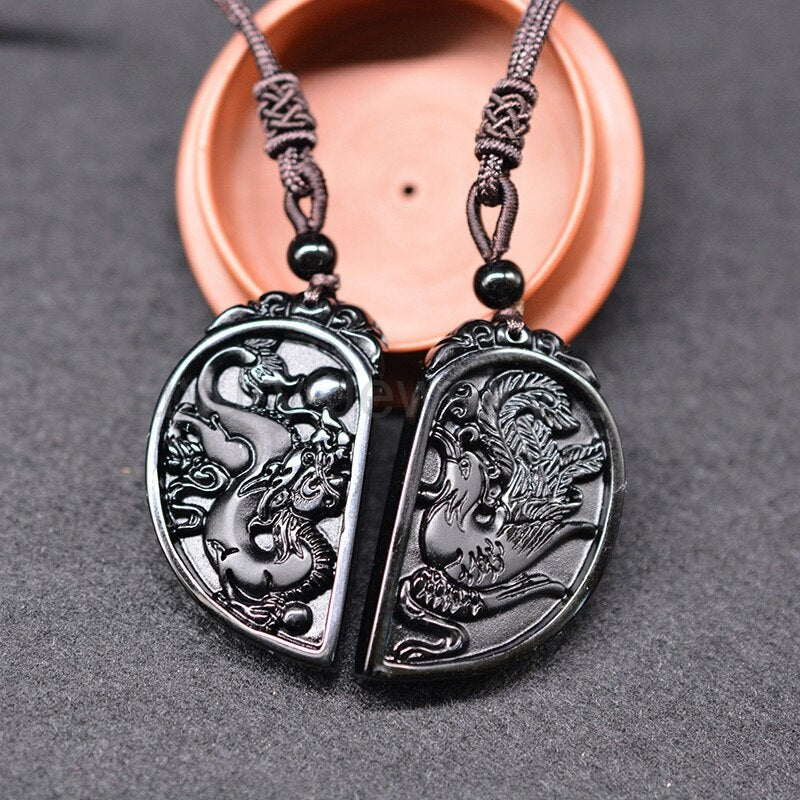 Dragon and Phoenix Obsidian Balancing Necklace - image 6