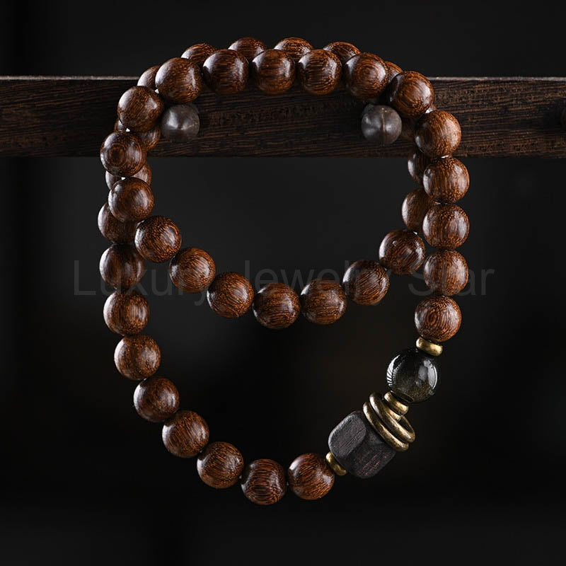 Gold Silk Sandalwood Mala Beads Buddhist Bracelet