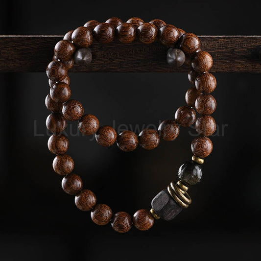 Gold Silk Sandalwood Mala Beads Buddhist Bracelet