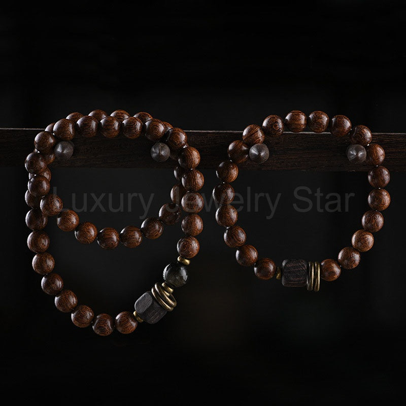 Gold Silk Sandalwood Mala Beads Buddhist Bracelet - image 3
