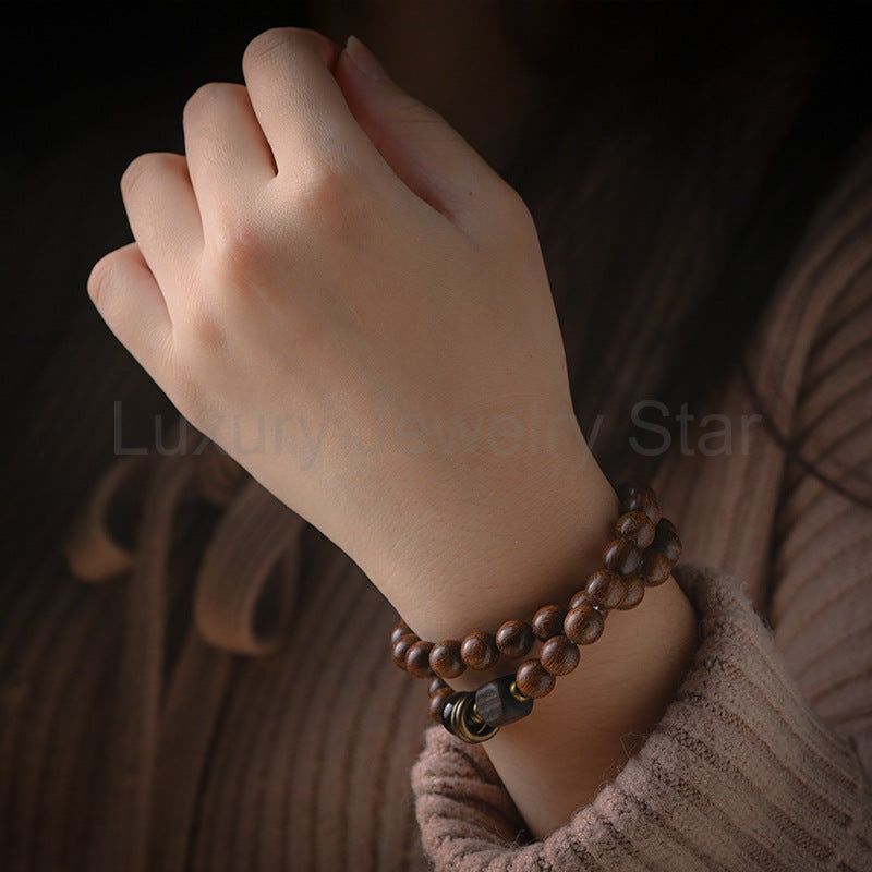 Gold Silk Sandalwood Mala Beads Buddhist Bracelet - image 6