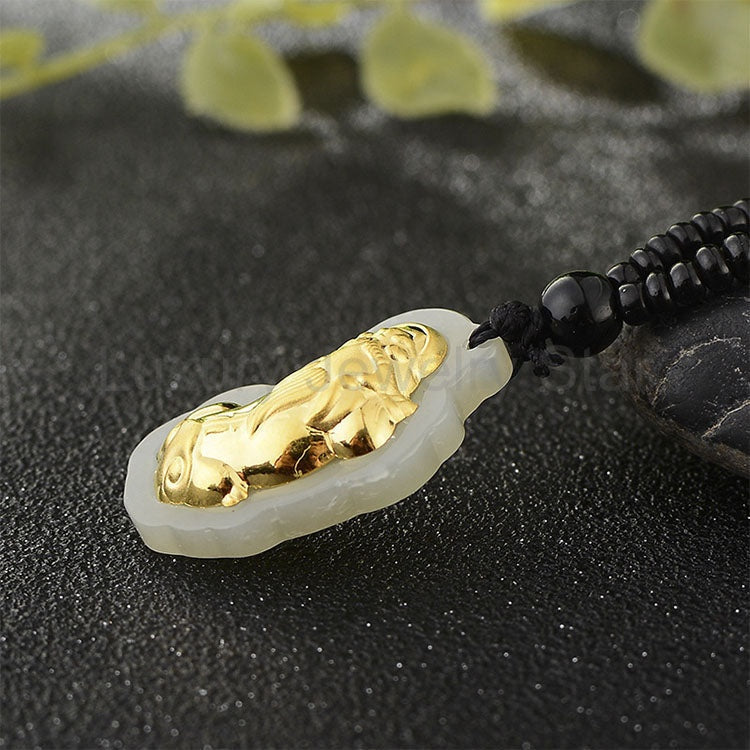 Golden Pixiu Hetian Jade Prosperity Necklace - image 2