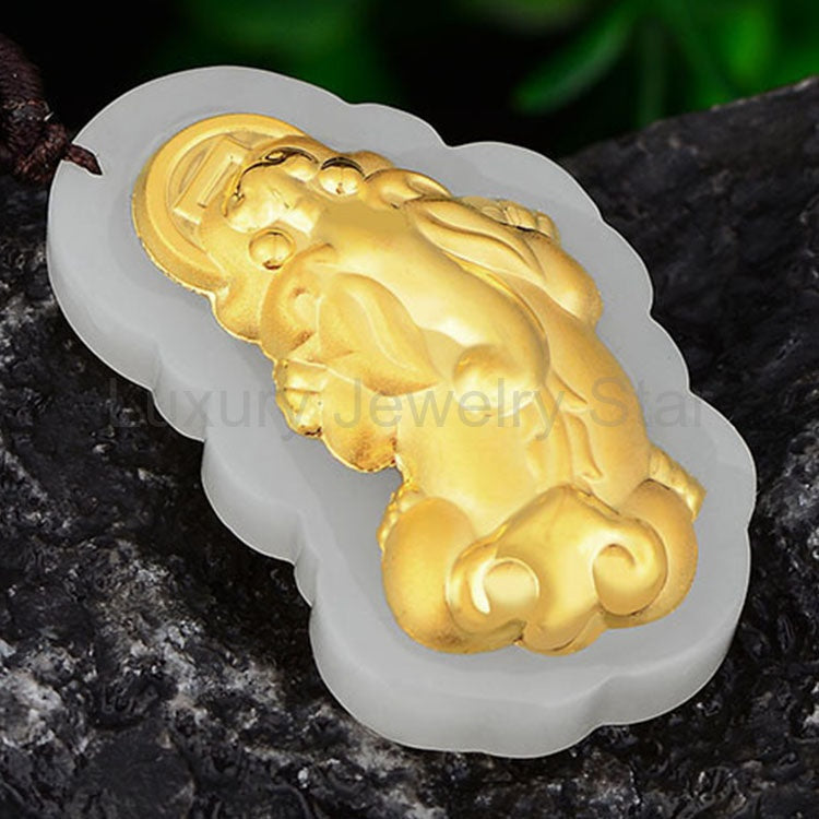 Golden Pixiu Hetian Jade Prosperity Necklace - image 7