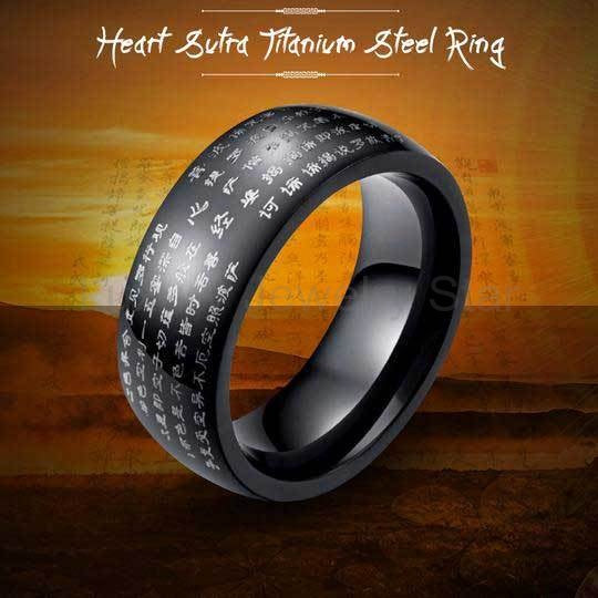 Heart Sutra Titanium Steel Ring