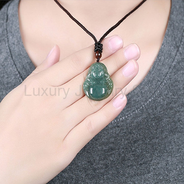 Jade Laughing Buddha Necklace - image 11
