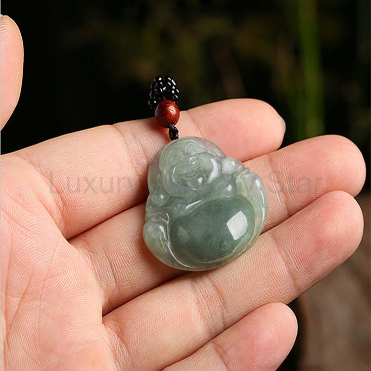 Jade Laughing Buddha Necklace - image 5