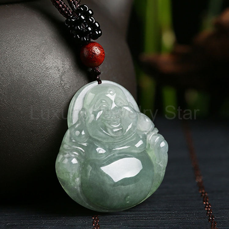 Jade Laughing Buddha Necklace - image 8