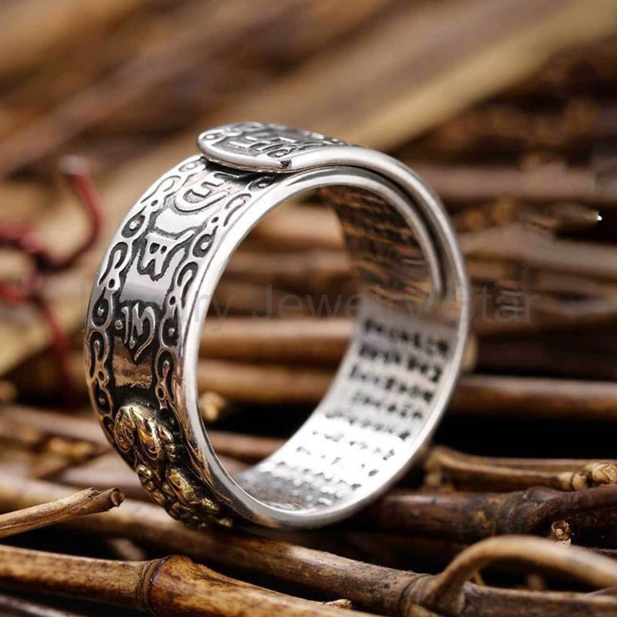 Mantra Engraved Pixiu Feng Shui Ring for Wealth and Protection - image 3