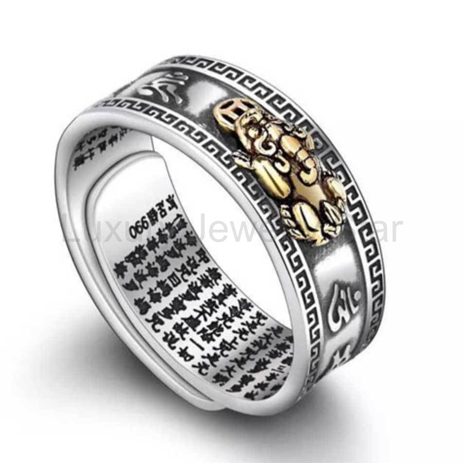 Mantra Engraved Pixiu Feng Shui Ring for Wealth and Protection - image 5