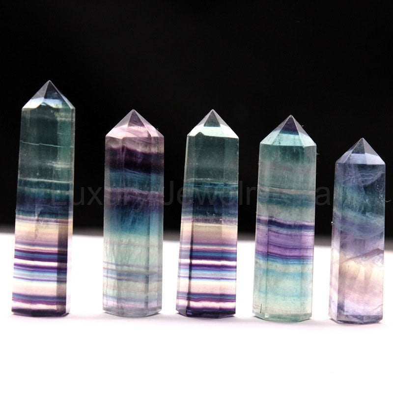 Natural Rainbow Fluorite Hexagonal Crystal Wand