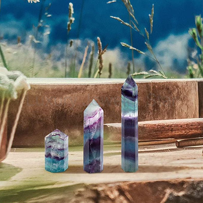 Natural Rainbow Fluorite Hexagonal Crystal Wand - image 11