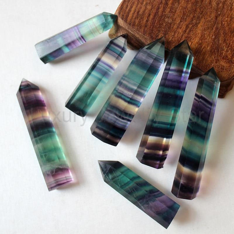 Natural Rainbow Fluorite Hexagonal Crystal Wand - image 8