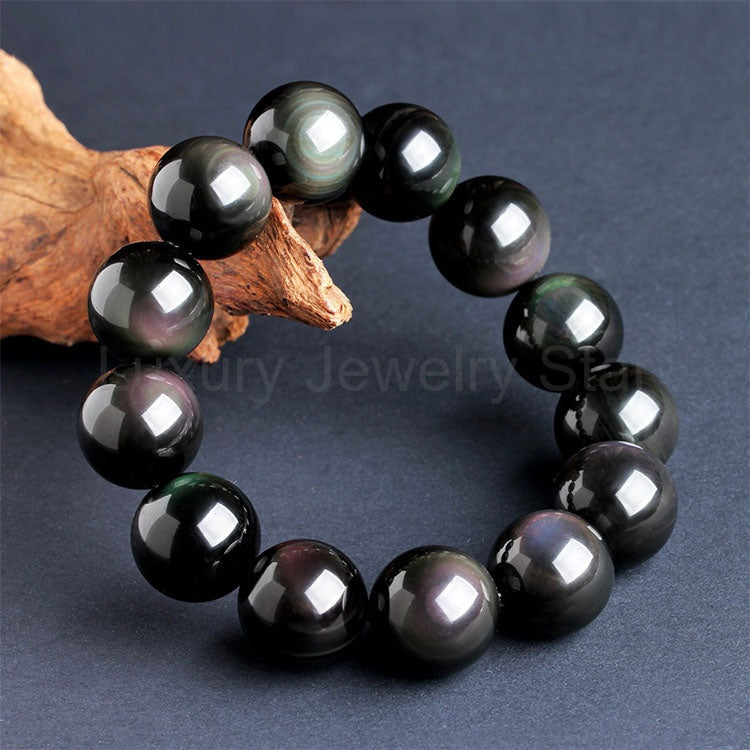 Natural Rainbow Obsidian Crystal Bracelet