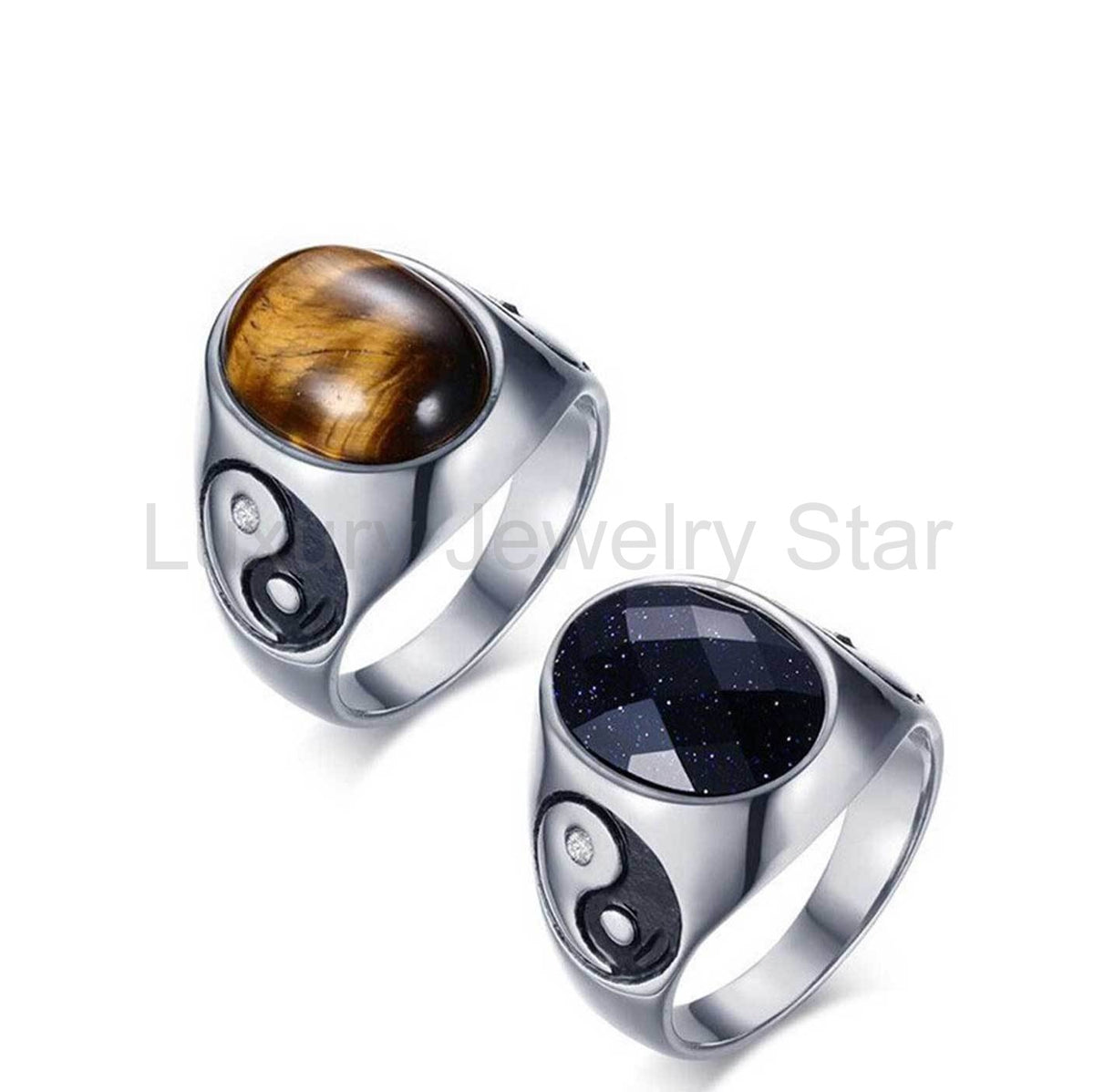 Natural Stone Yin Yang Positivity Ring - image 3
