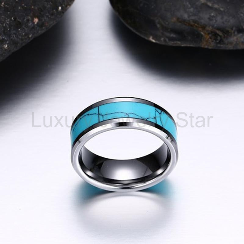 Natural Turquoise Tungsten Ring - image 3