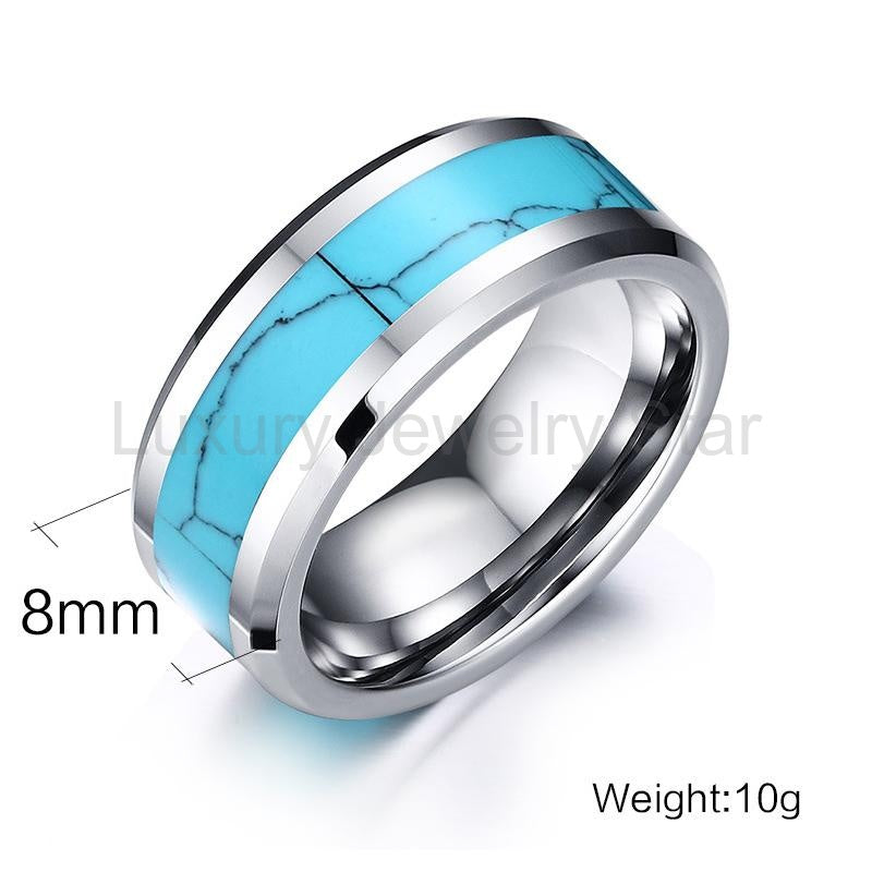 Natural Turquoise Tungsten Ring - image 7