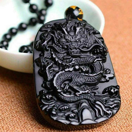 Obsidian Dragon Success Necklace