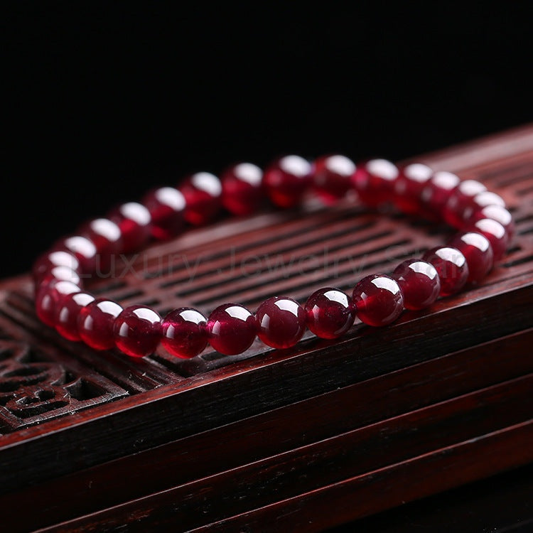 Red Garnet Stone Bead Bracelet - image 4