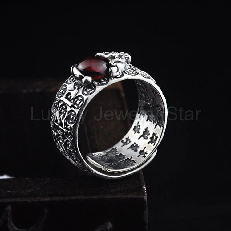Red Garnet Stone Mantra Ring - image 11
