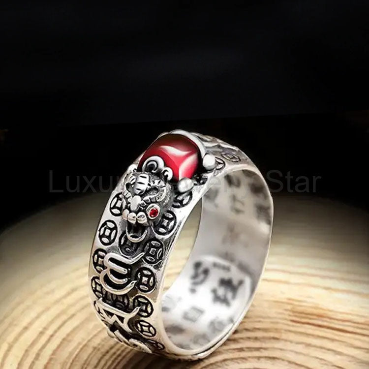 Red Garnet Stone Mantra Ring - image 3